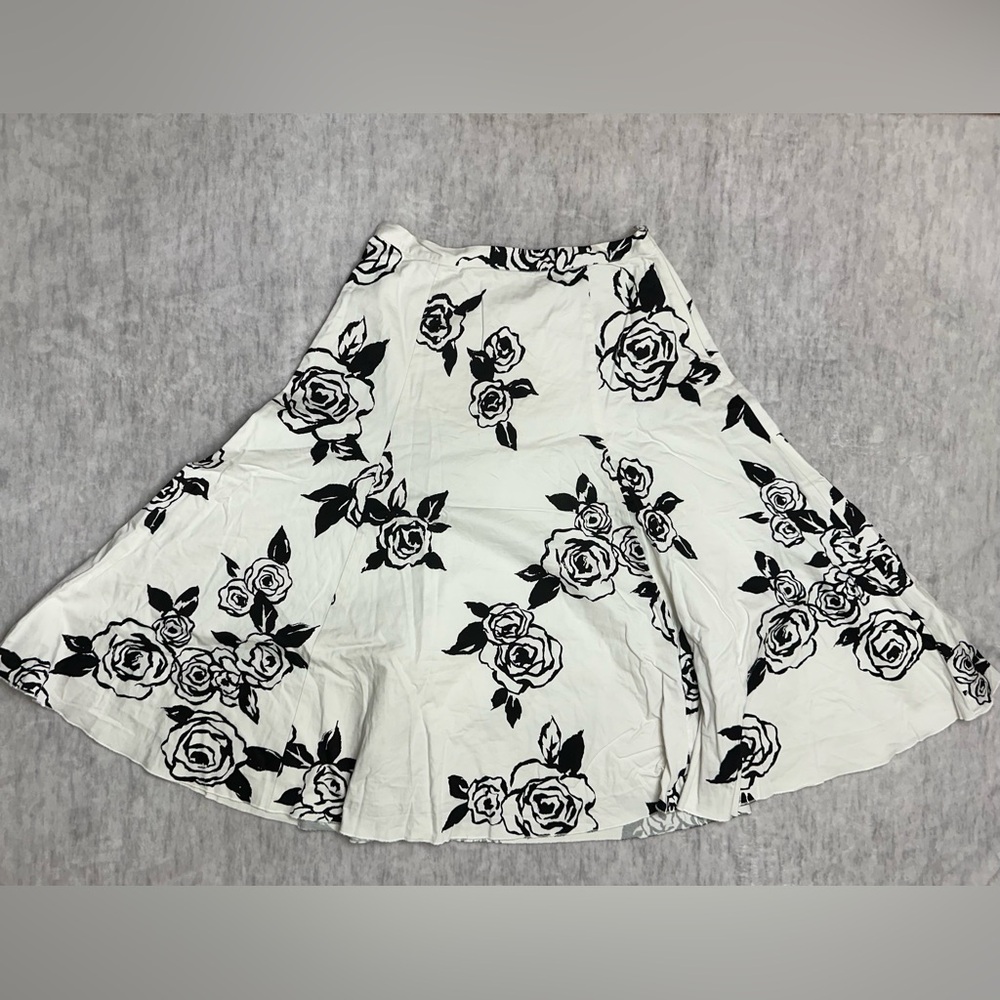 Vintage Tristan B&W Floral Midi Skirt